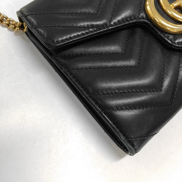 GG Marmont Mini Chevron Calfskin Black