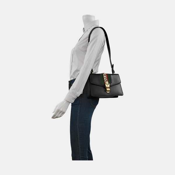 Authenticated pre-owned  Sylvie Small Calfskin Black - Shoulder Bag at Looply