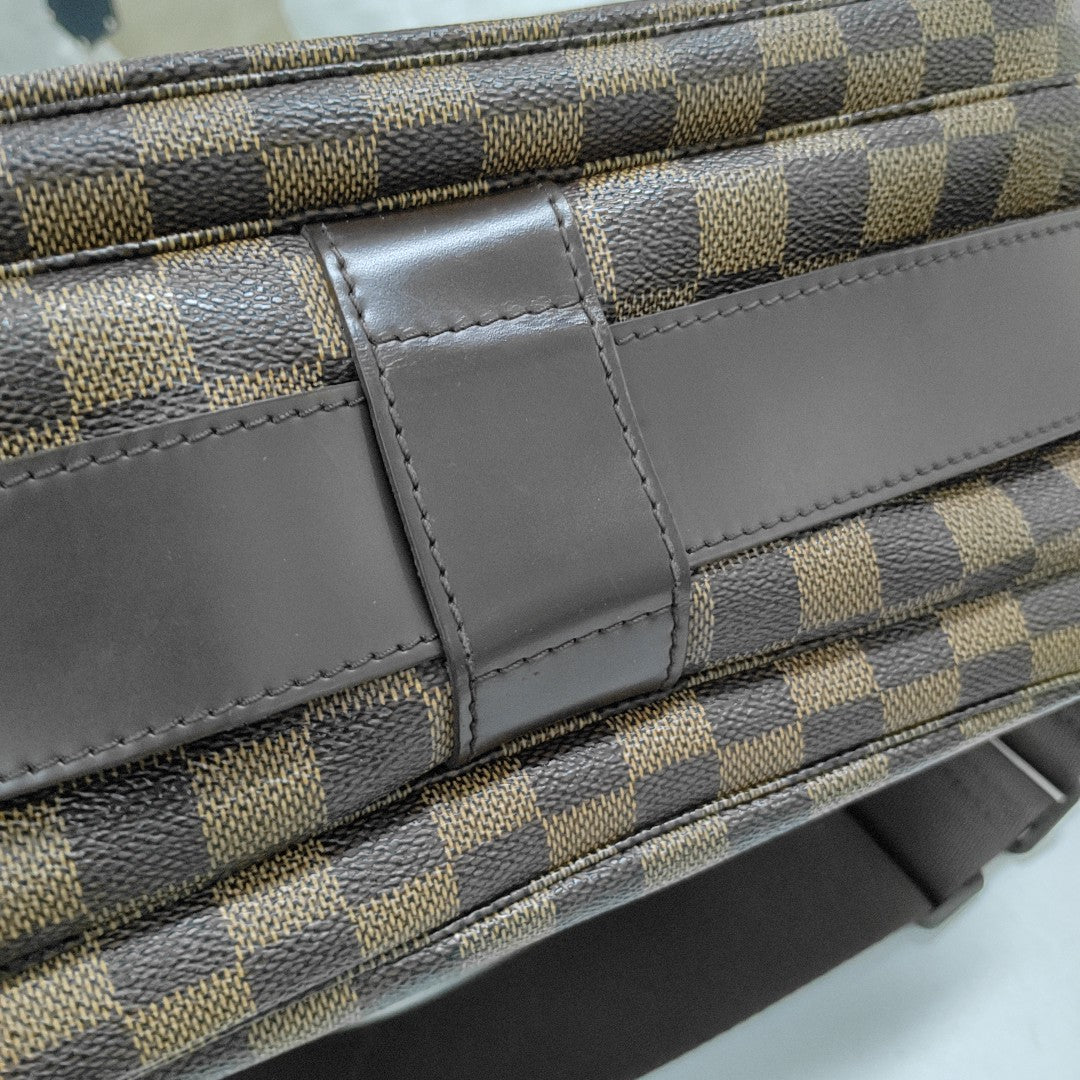 NAVIGLIO Damier Ebene Coated Canvas Brown