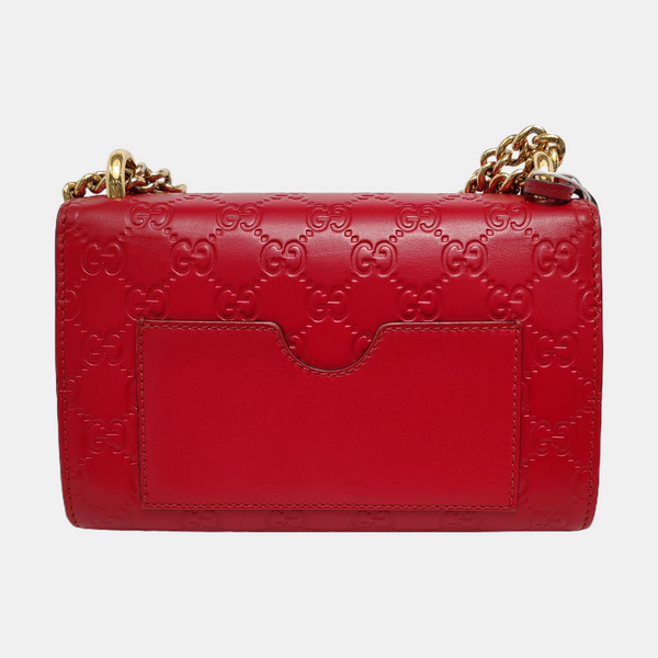 Authenticated pre-owned  Padlock Small Monogram Calfskin Red - Shoulder Bag at Looply