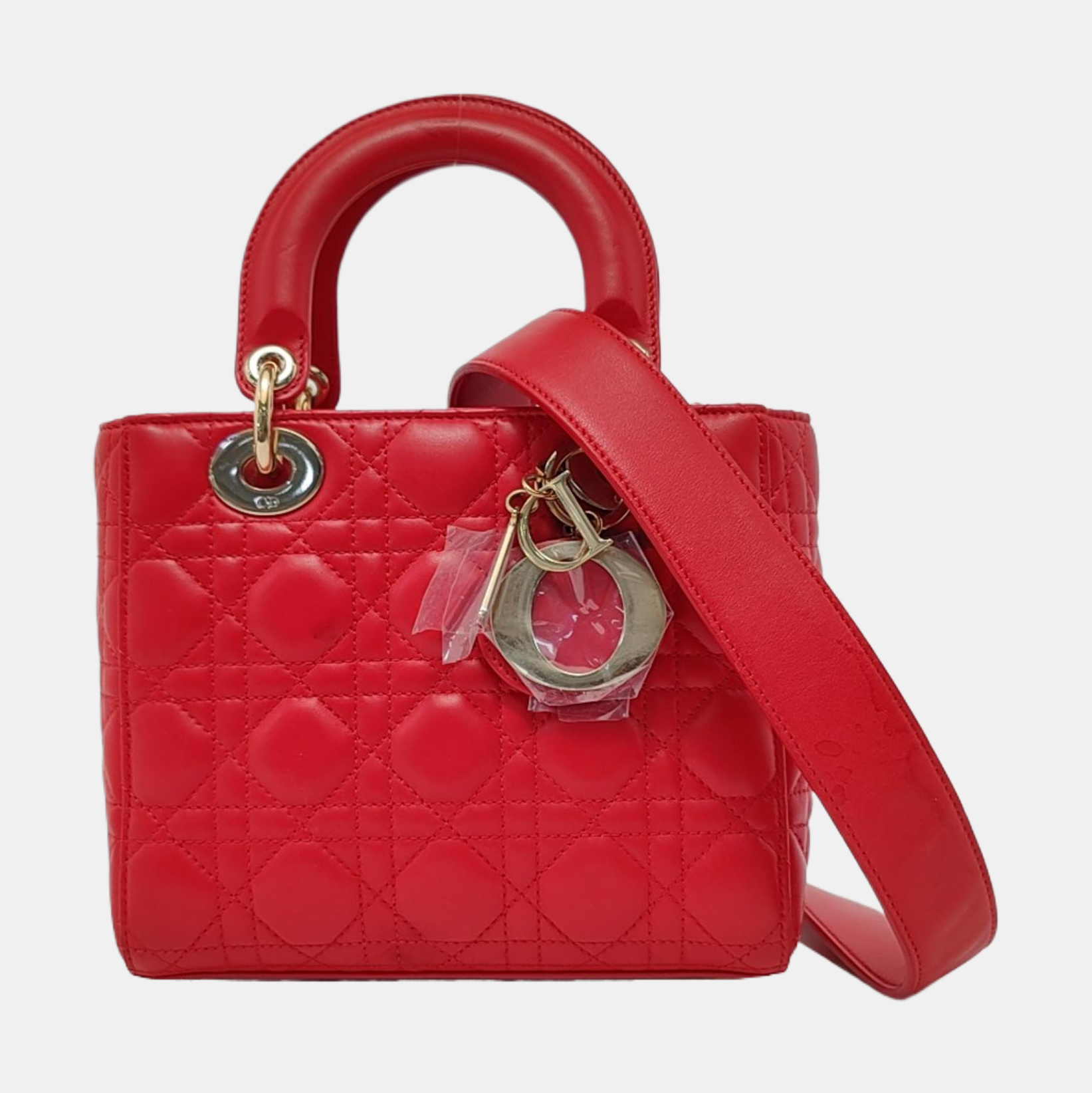 Authenticated pre-owned  Lady Dior Small Lambskin Red - Crossbody Bag at Looply