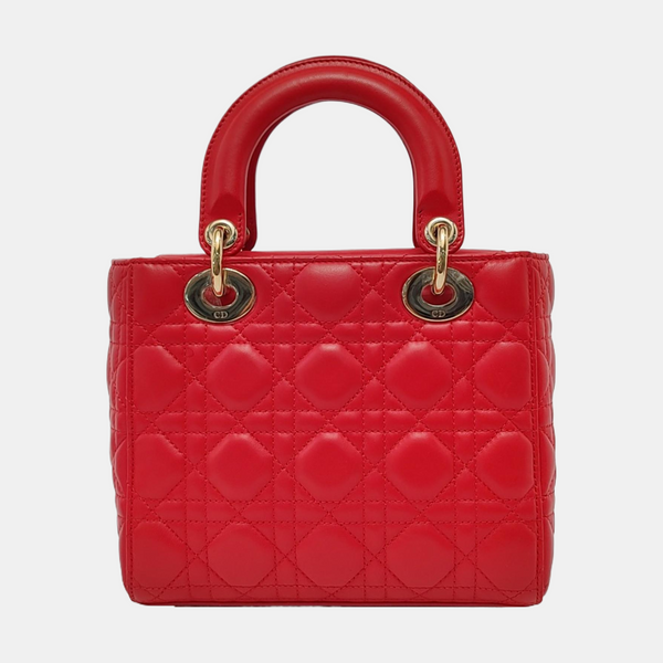 Authenticated pre-owned  Lady Dior Small Lambskin Red - Crossbody Bag at Looply