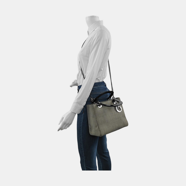 Authenticated pre-owned  Lady Dior Medium Canvas Gray - Shoulder Bag at Looply
