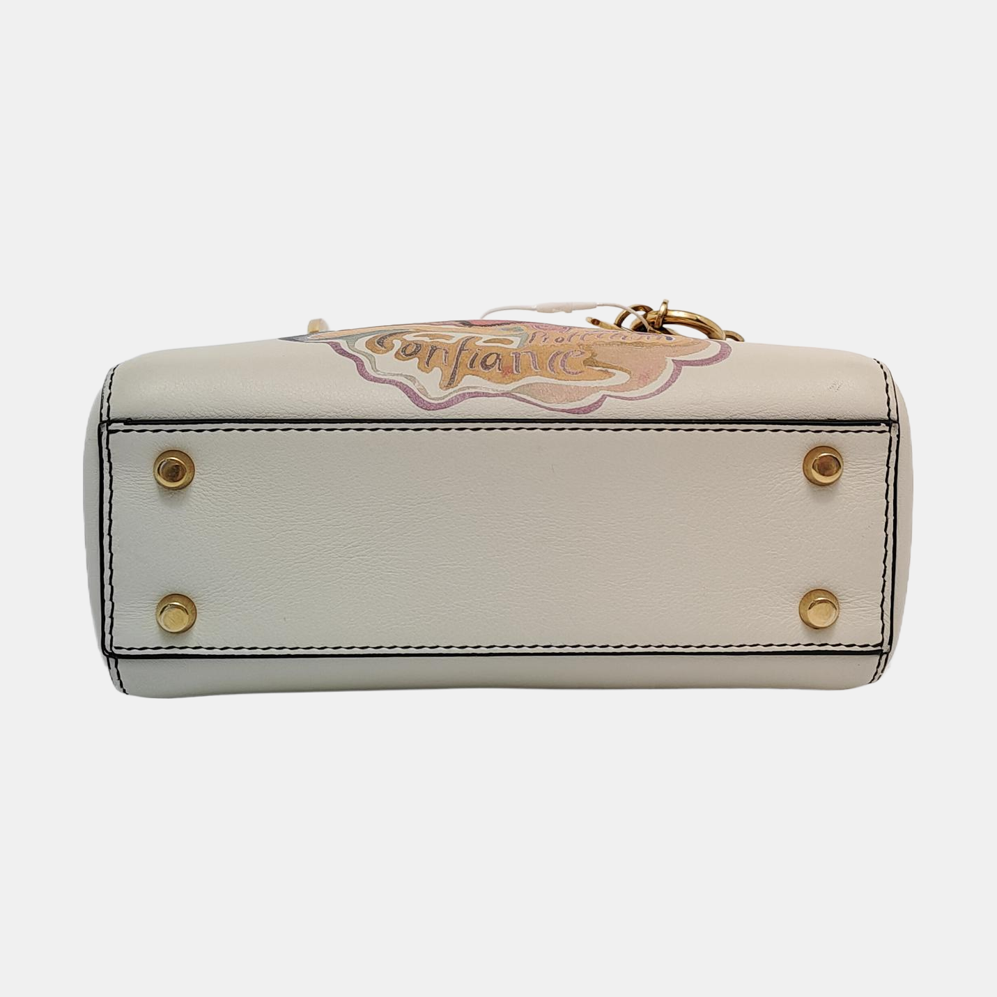 Authenticated pre-owned  Lady Dior Mini Lambskin White - Crossbody Bag at Looply