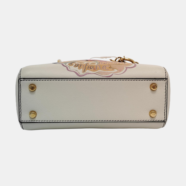 Authenticated pre-owned  Lady Dior Mini Lambskin White - Crossbody Bag at Looply