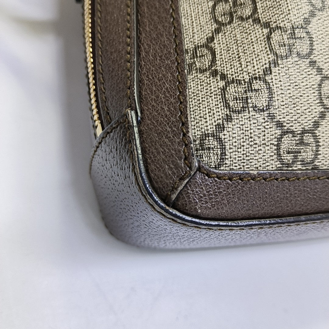 Ophidia Small Monogram Coated Canvas Beige