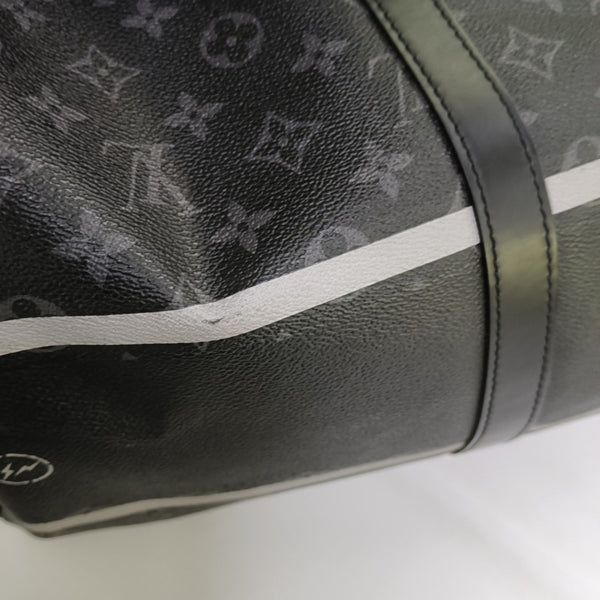 KEEPALL 55 Monogram Coated Canvas Black