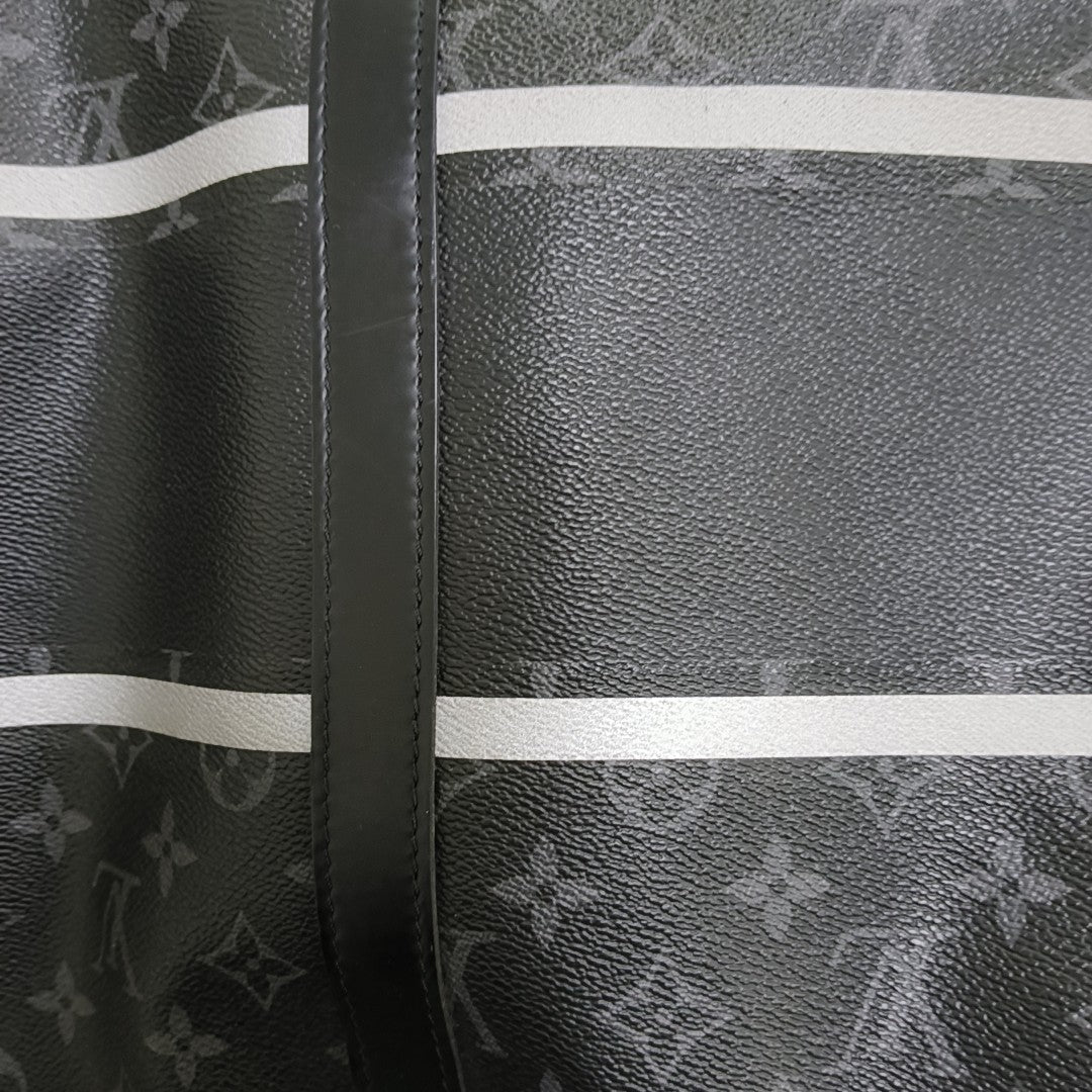 KEEPALL 55 Monogram Coated Canvas Black
