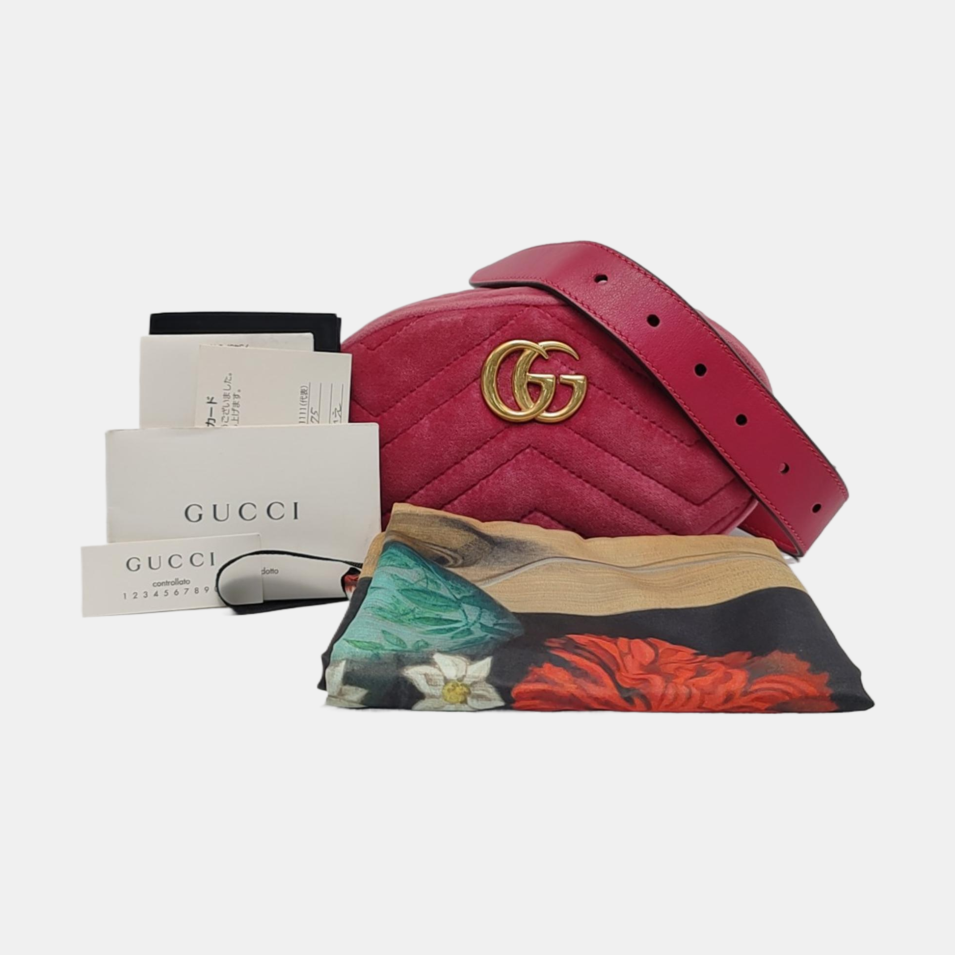 Authenticated pre-owned  GG Marmont Velvet Pink - Belt Bag at Looply