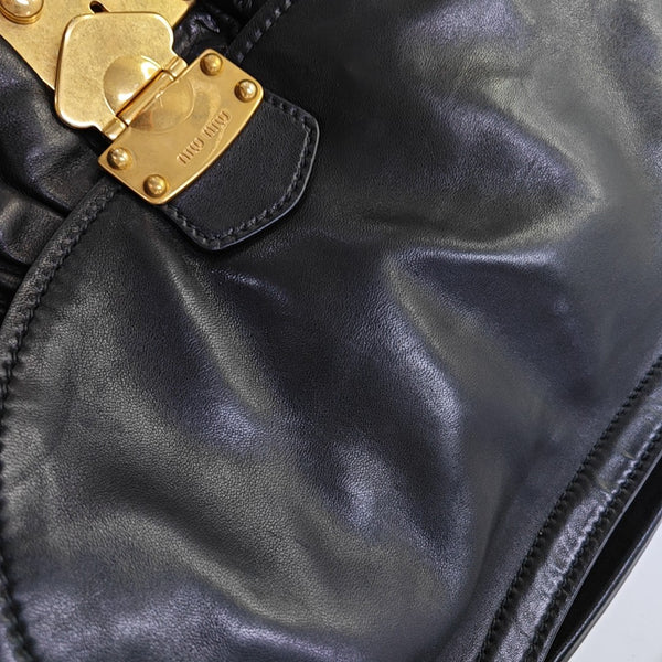 Miu Coffer Quilted Lambskin Black