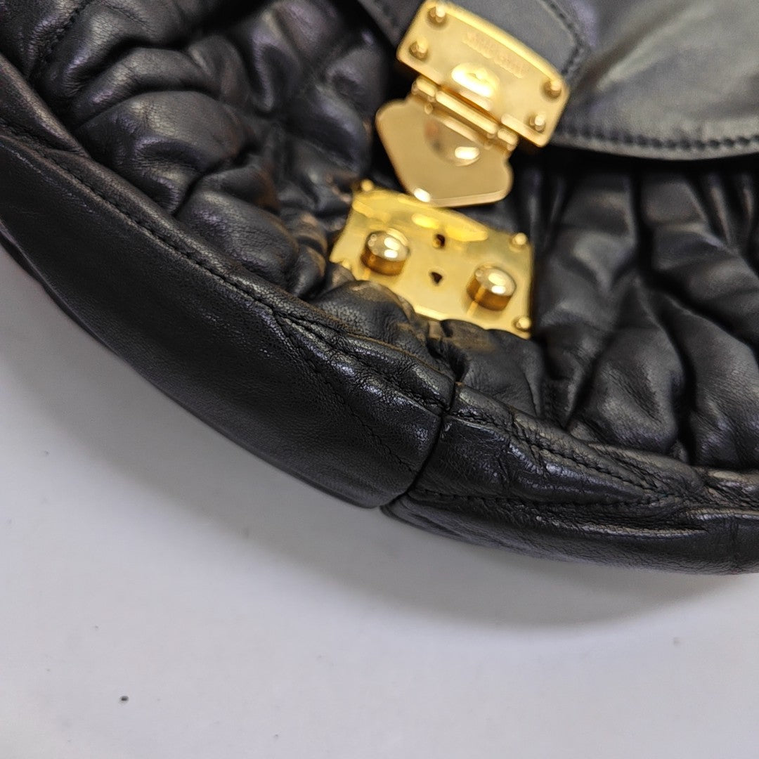 Miu Coffer Quilted Lambskin Black