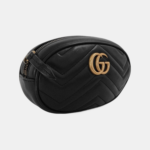 Authenticated pre-owned  GG Marmont Calfskin Black - Belt Bag at Looply