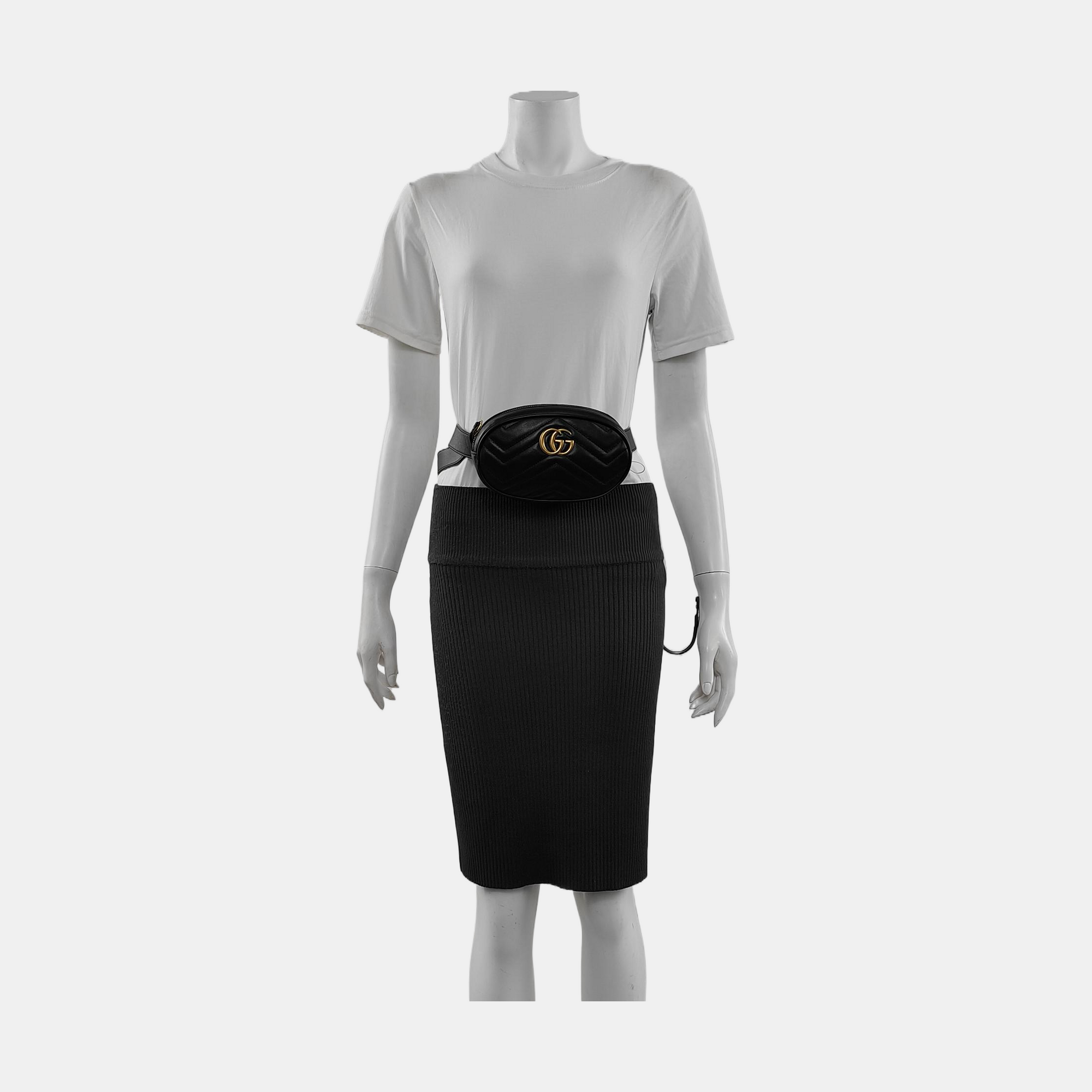 Authenticated pre-owned  GG Marmont Calfskin Black - Belt Bag at Looply