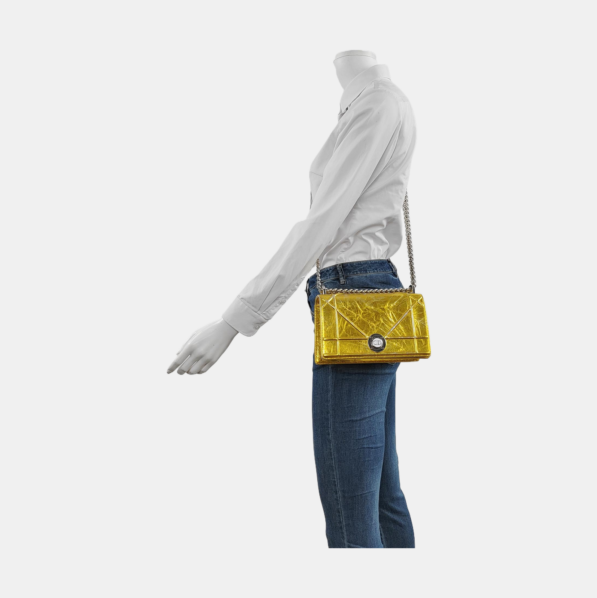 Authenticated pre-owned  Diorama Small Calfskin Yellow - Shoulder Bag at Looply