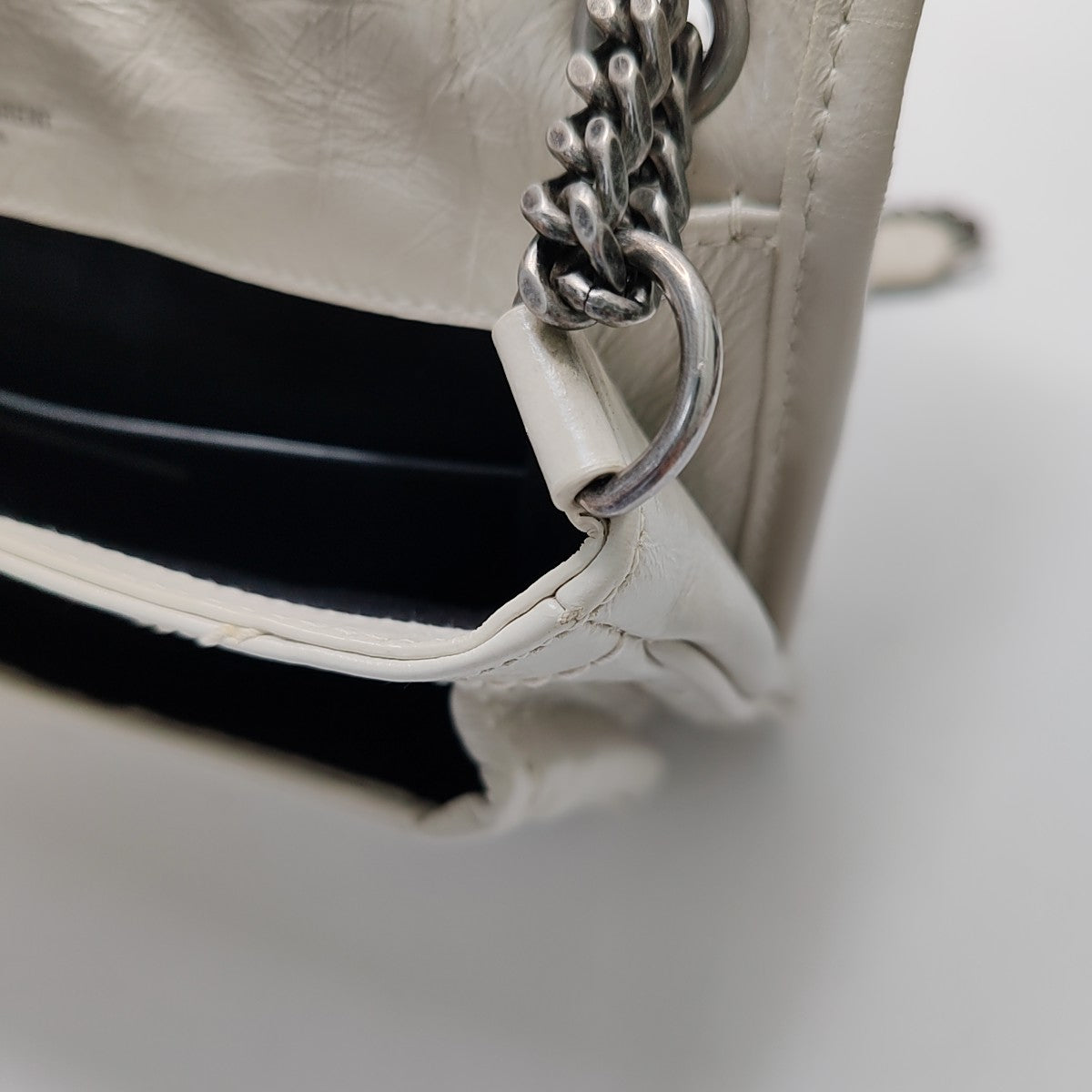 NIKI Small Chevron Calfskin White