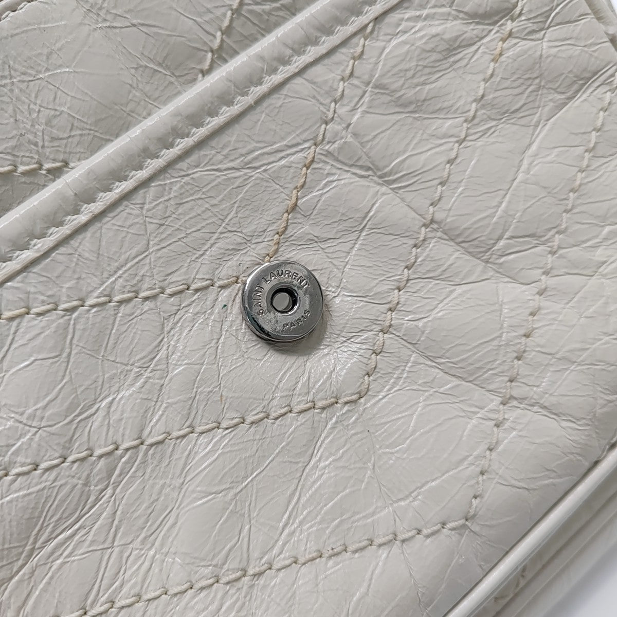 NIKI Small Chevron Calfskin White