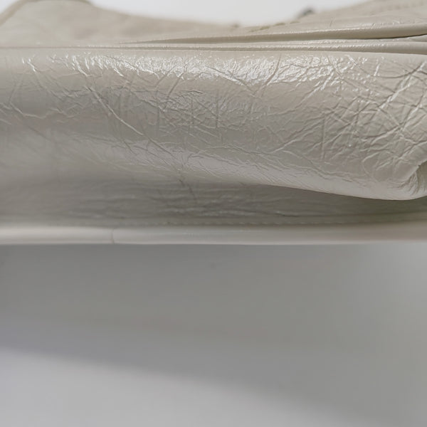 NIKI Small Chevron Calfskin White