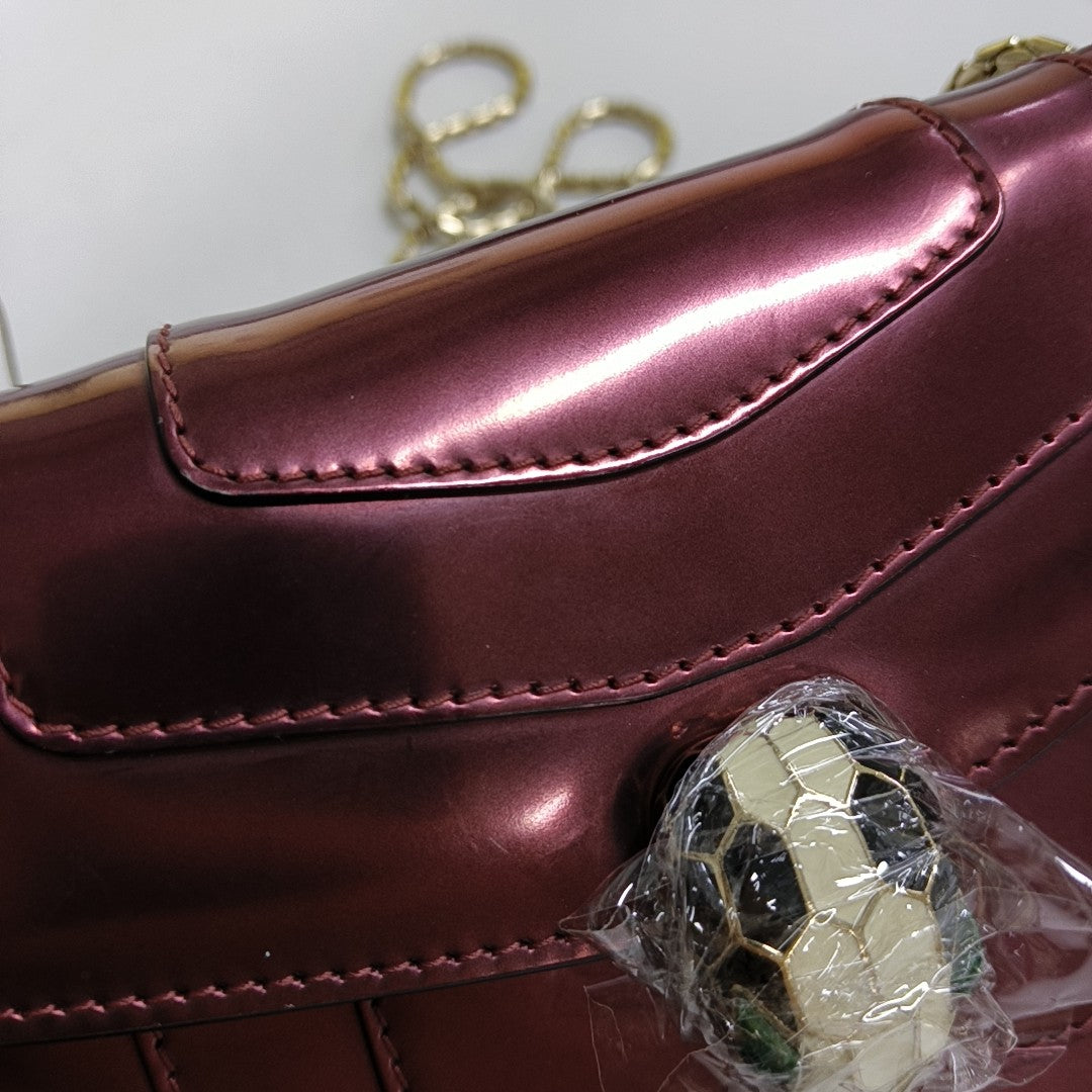 SERPENTI FOREVER Small Quilted Patent Leather Red