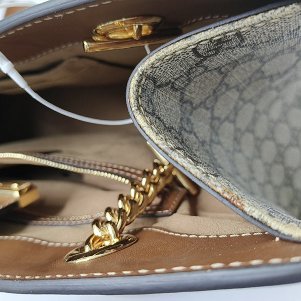 Padlock Medium Monogram Coated Canvas Beige