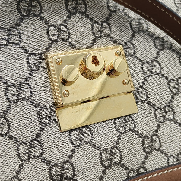 Padlock Medium Monogram Coated Canvas Beige