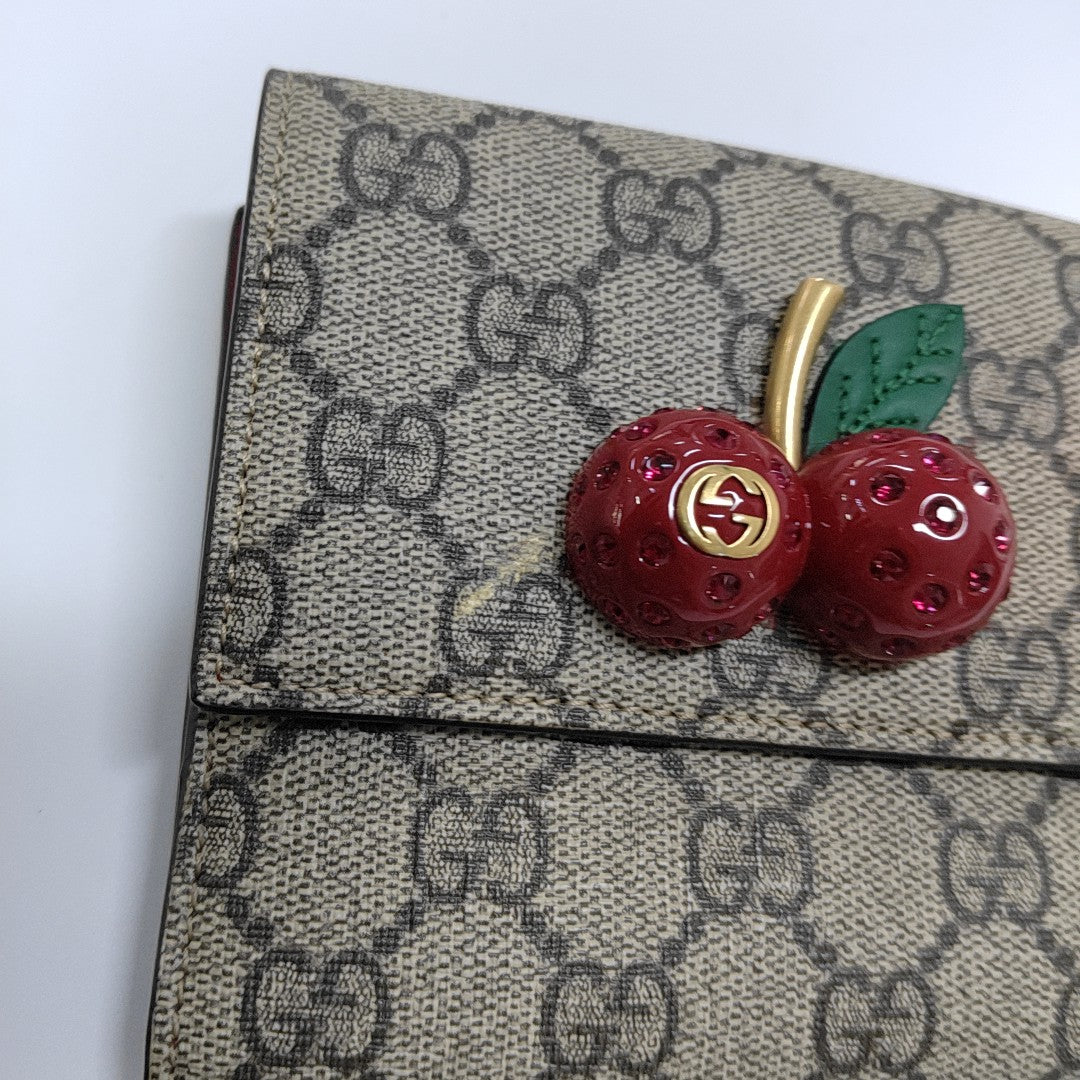 GG Supreme Monogram Coated Canvas Gray Wallet
