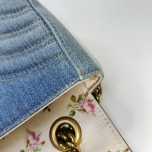 GG Marmont Small Quilted Denim Blue