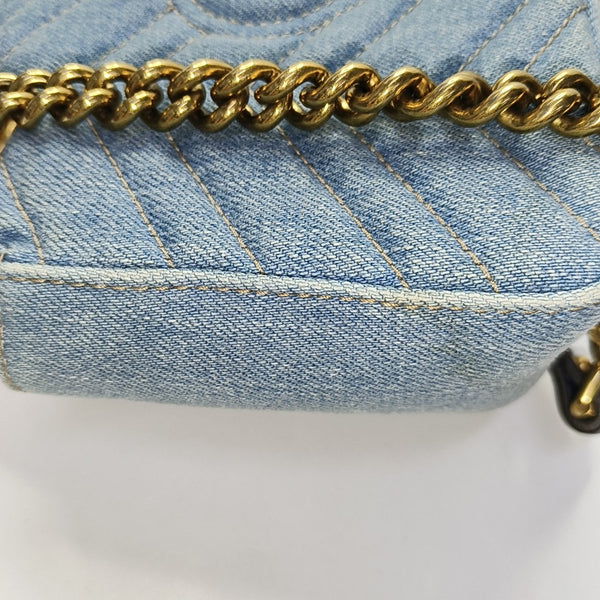 GG Marmont Small Quilted Denim Blue