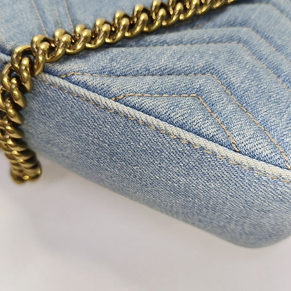 GG Marmont Small Quilted Denim Blue