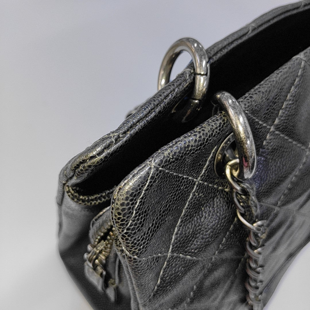 CC TIMELESS SOFT Small Quilted Grained Calfskin Gray