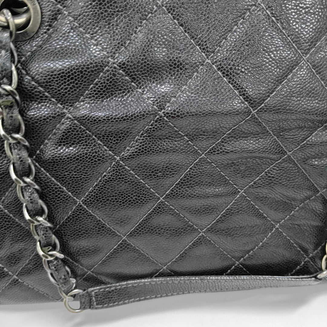 CC TIMELESS SOFT Small Quilted Grained Calfskin Gray