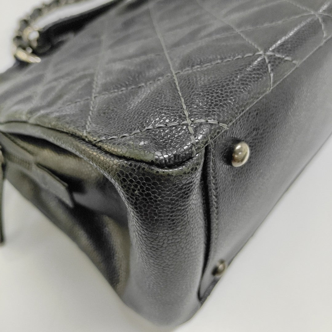 CC TIMELESS SOFT Small Quilted Grained Calfskin Gray