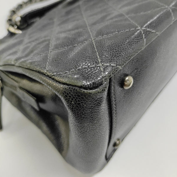 CC TIMELESS SOFT Small Quilted Grained Calfskin Gray