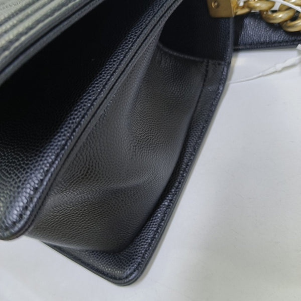 BOY CHANEL Medium Quilted Grained Calfskin Black