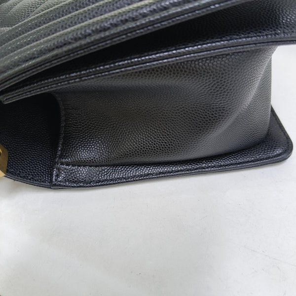 BOY CHANEL Medium Quilted Grained Calfskin Black