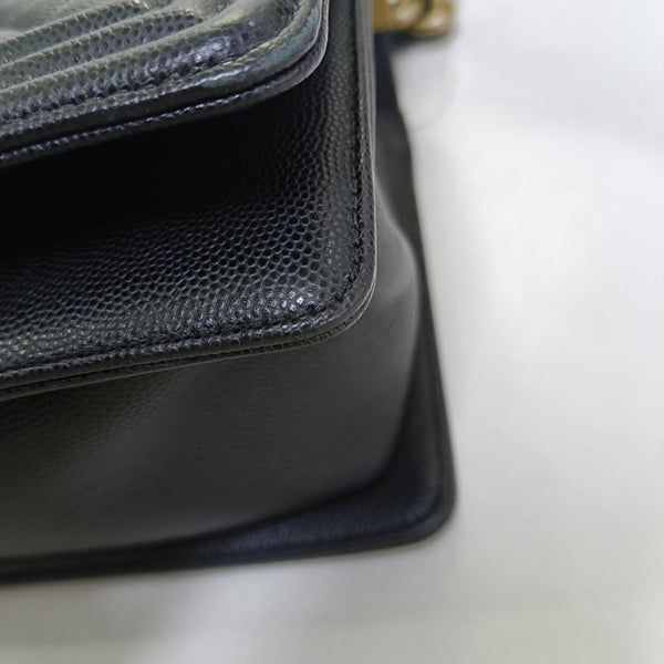 BOY CHANEL Medium Quilted Grained Calfskin Black