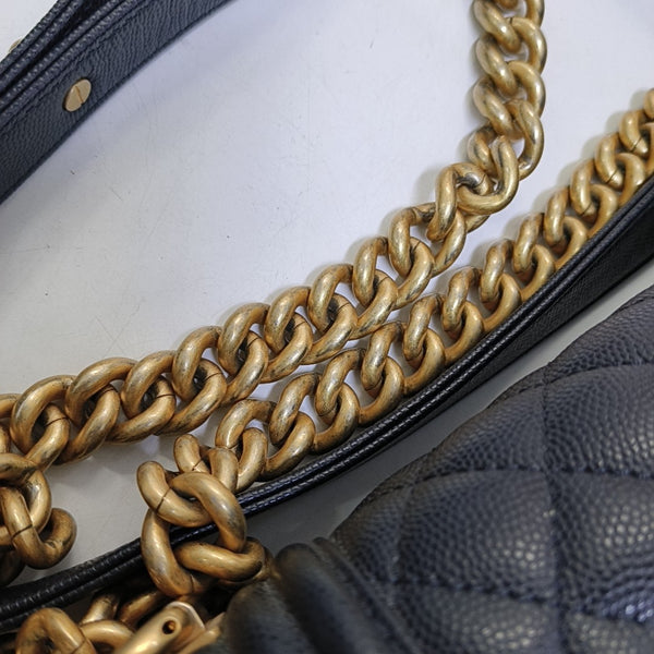 BOY CHANEL Medium Quilted Grained Calfskin Black