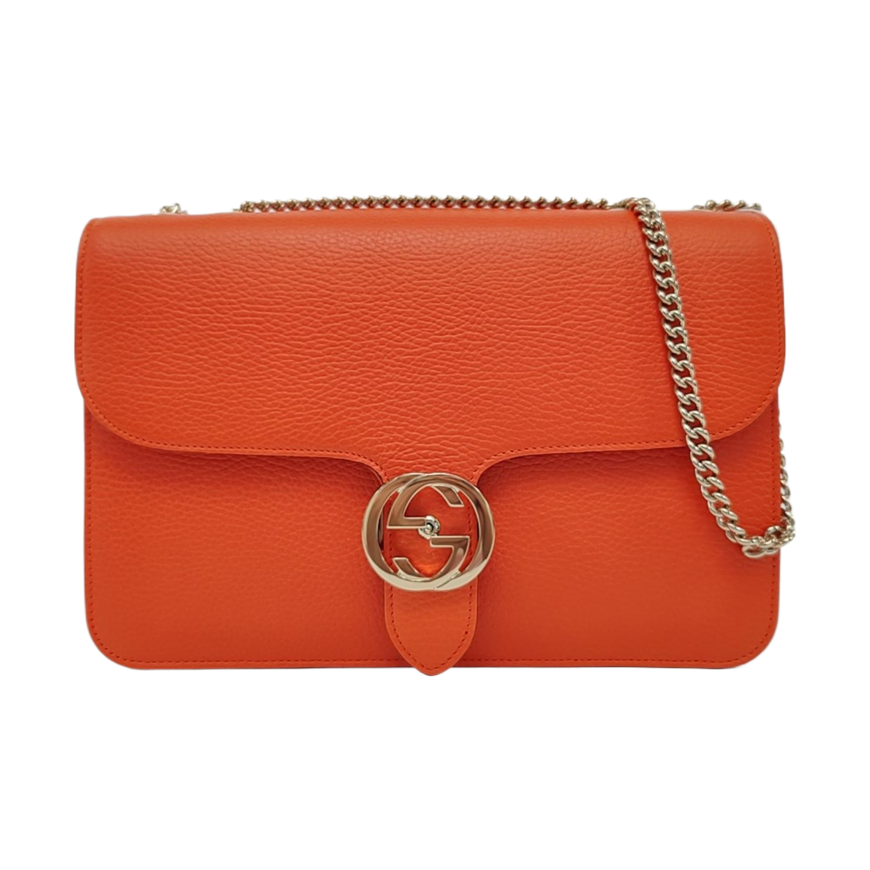 Authenticated pre-owned  Interlocking G Large Calfskin Orange - Crossbody Bag at Looply
