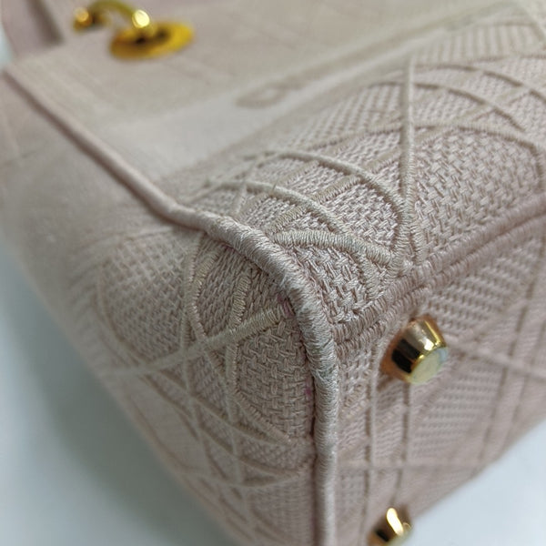 Lady D-Lite Medium Cannage Canvas Pink