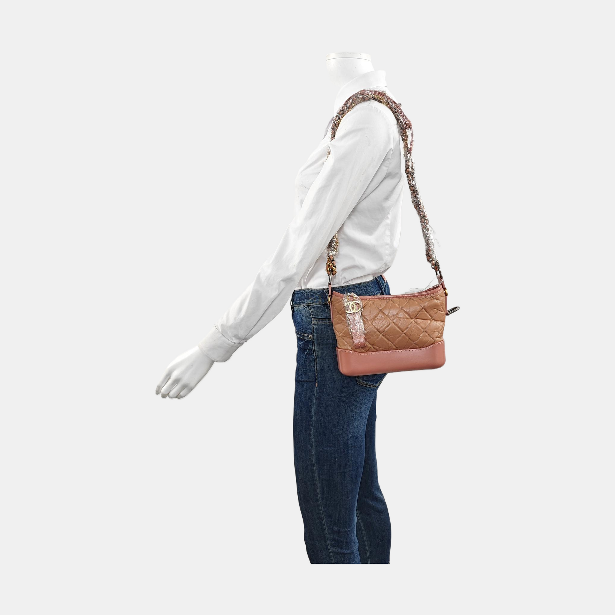 Authenticated pre-owned  Gabrielle Small Quilted Calfskin Beige - Crossbody Bag at Looply