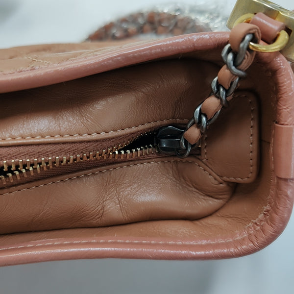 Authenticated pre-owned  Gabrielle Small Quilted Calfskin Beige - Crossbody Bag at Looply