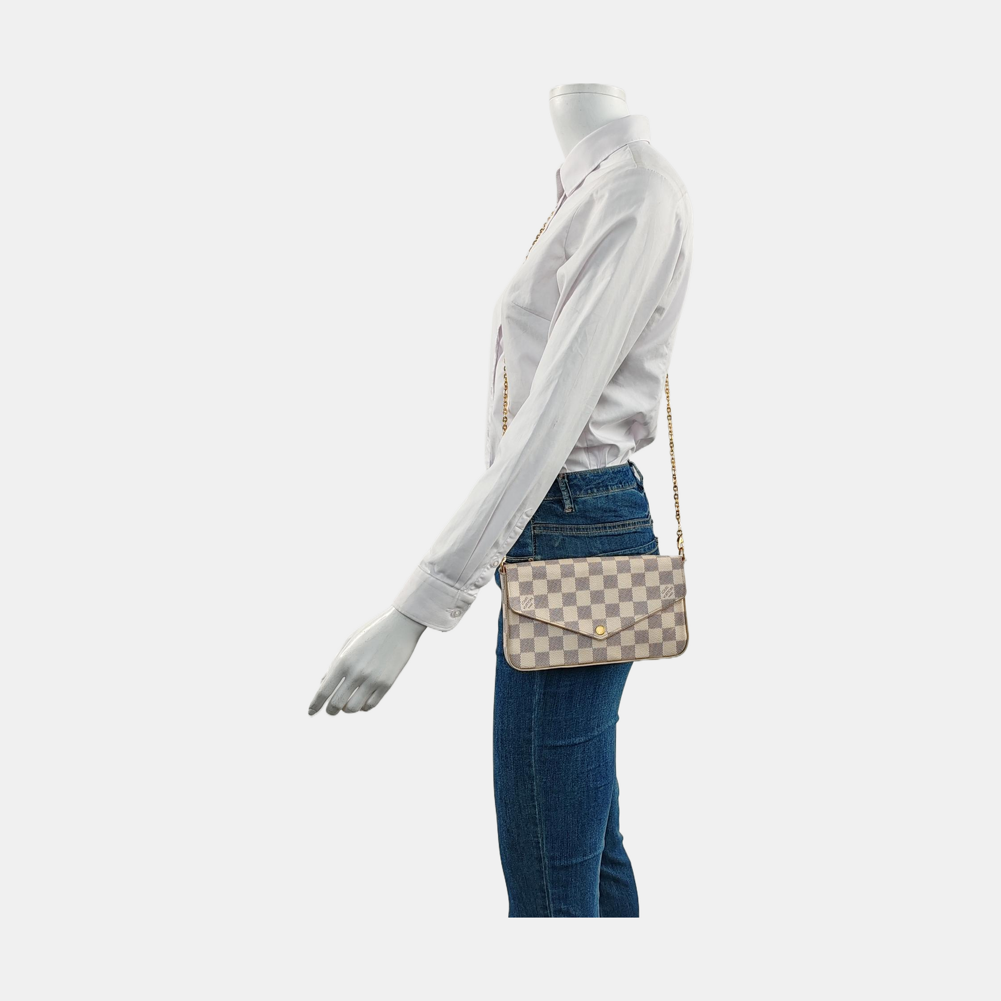 Authenticated pre-owned  Félicie Damier Azur Coated Canvas White - Crossbody Bag at Looply