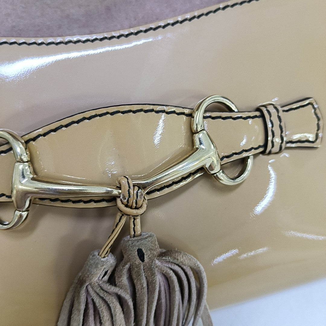 Emily Chain Small Patent Leather Brown