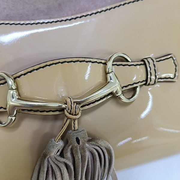 Emily Chain Small Patent Leather Brown