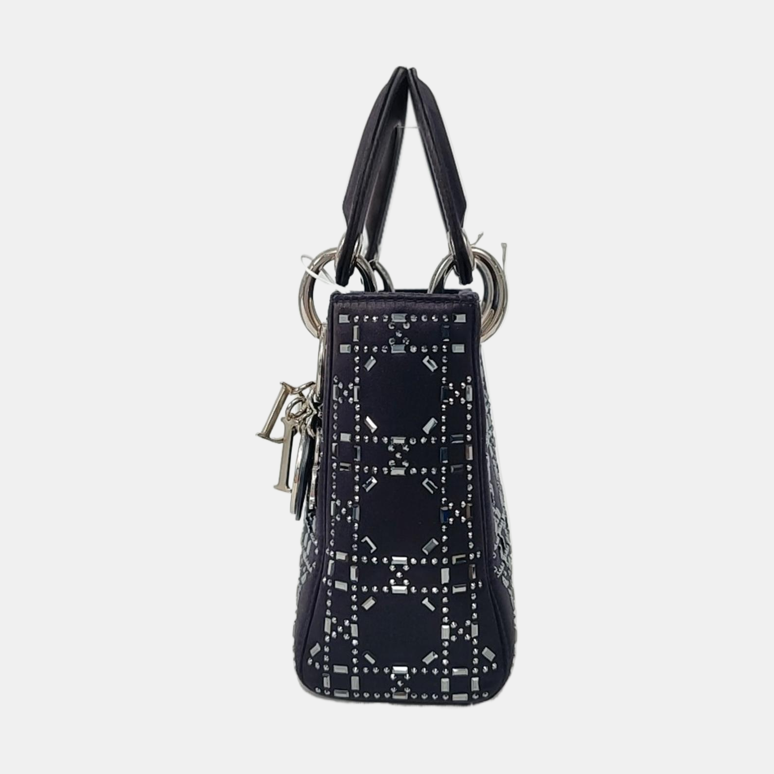 Authenticated pre-owned  Lady Dior Mini Silk Satin Blue - Crossbody Bag at Looply