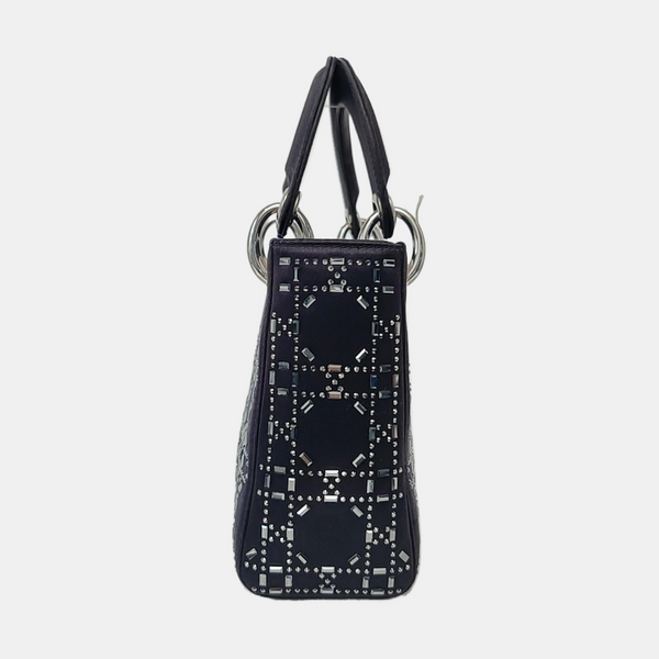 Authenticated pre-owned  Lady Dior Mini Silk Satin Blue - Crossbody Bag at Looply