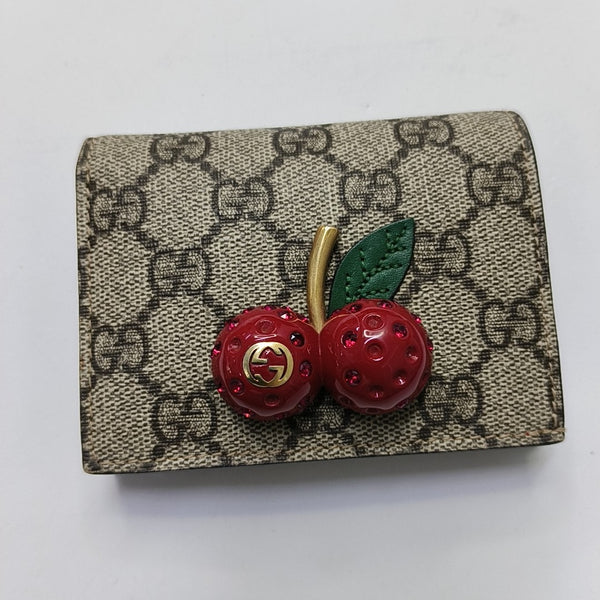 GG Supreme Monogram Coated Canvas Gray Coin Purse
