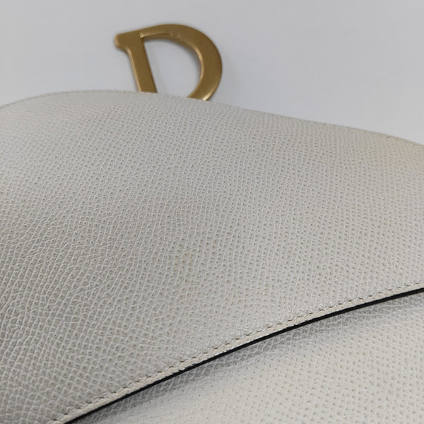 Authenticated pre-owned  Saddle Mini Calfskin White - Top Handle Bag at Looply
