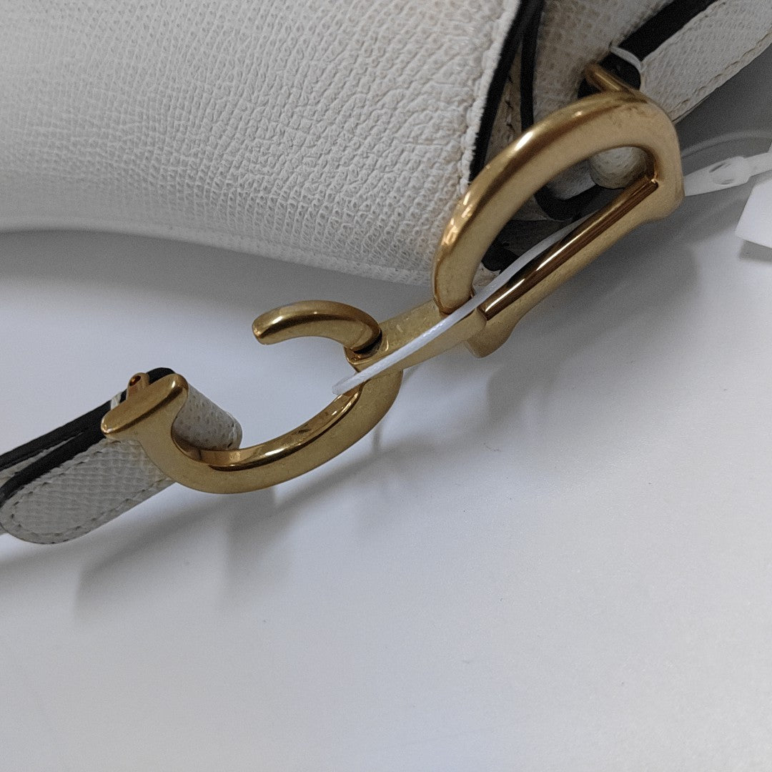 Authenticated pre-owned  Saddle Mini Calfskin White - Top Handle Bag at Looply