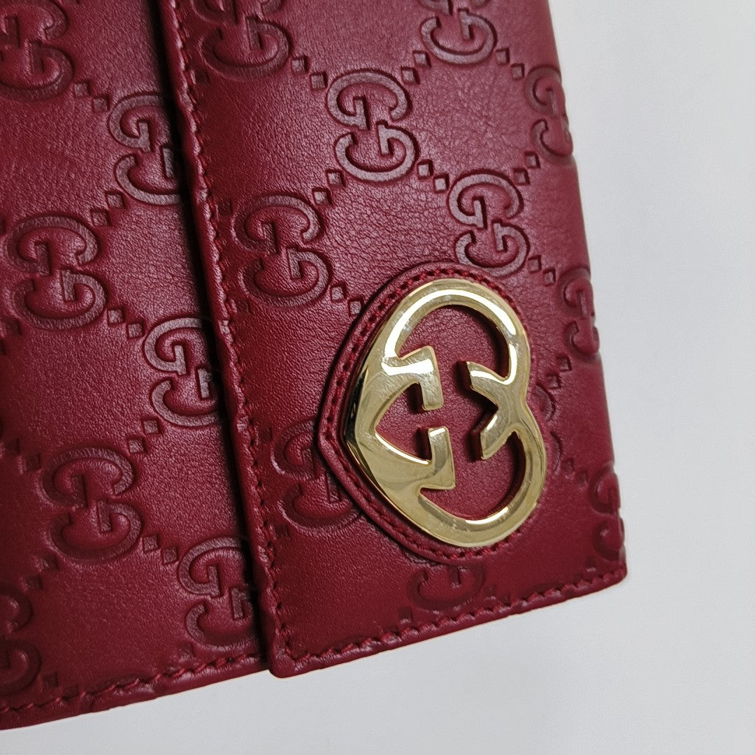 Lovely Monogram Calfskin Red Wallet