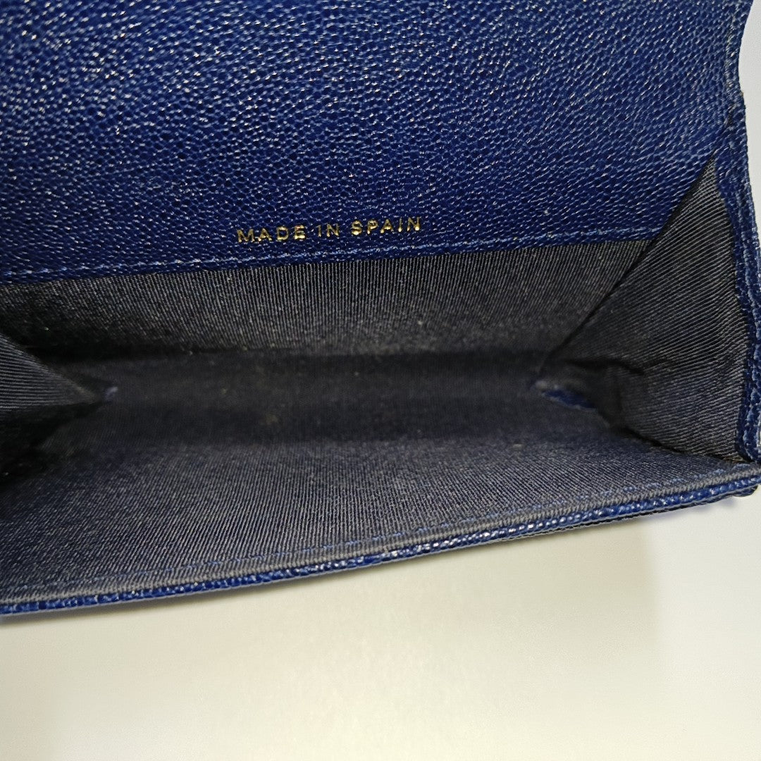 Authenticated pre-owned  Boy Chanel Quilted Grained Calfskin Blue Wallet - Wallet at Looply